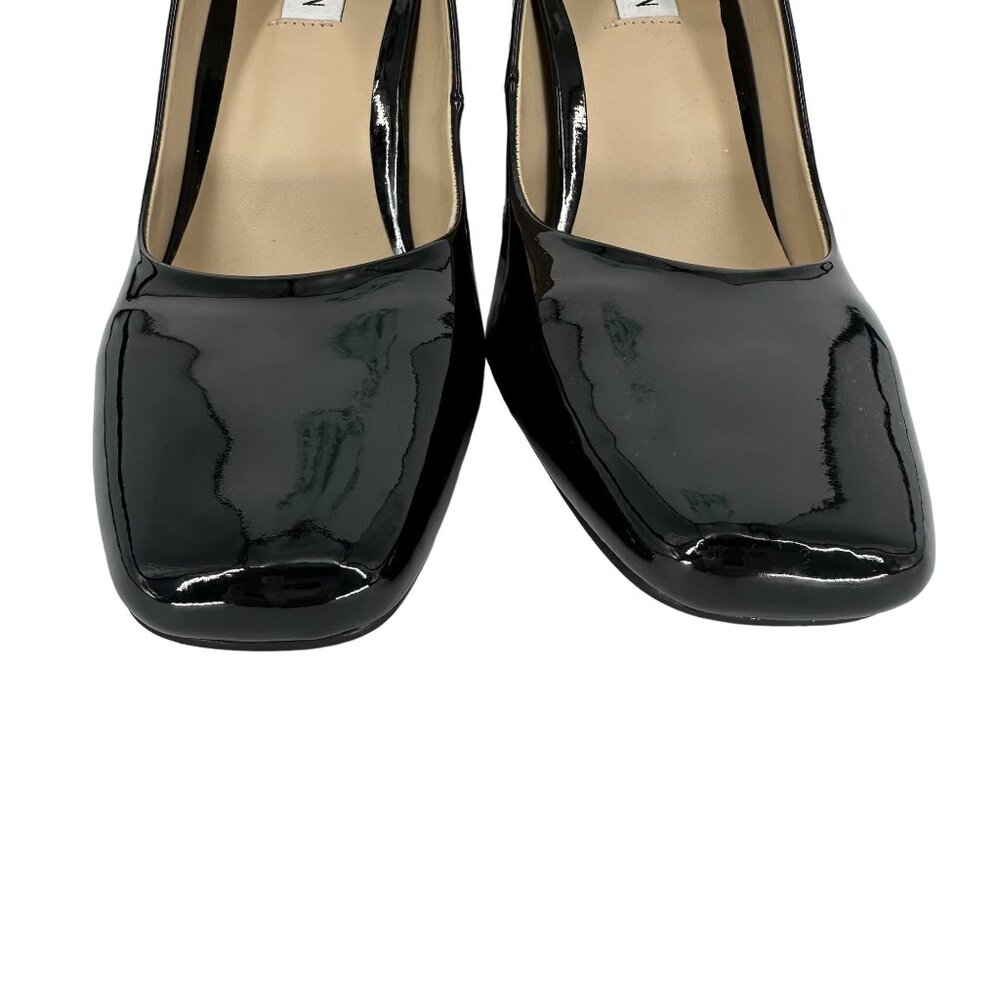Steve Madden Black Patent Synthetic Leather Square Toe Block Heel Shoe 8.5M - Picture 4 of 7